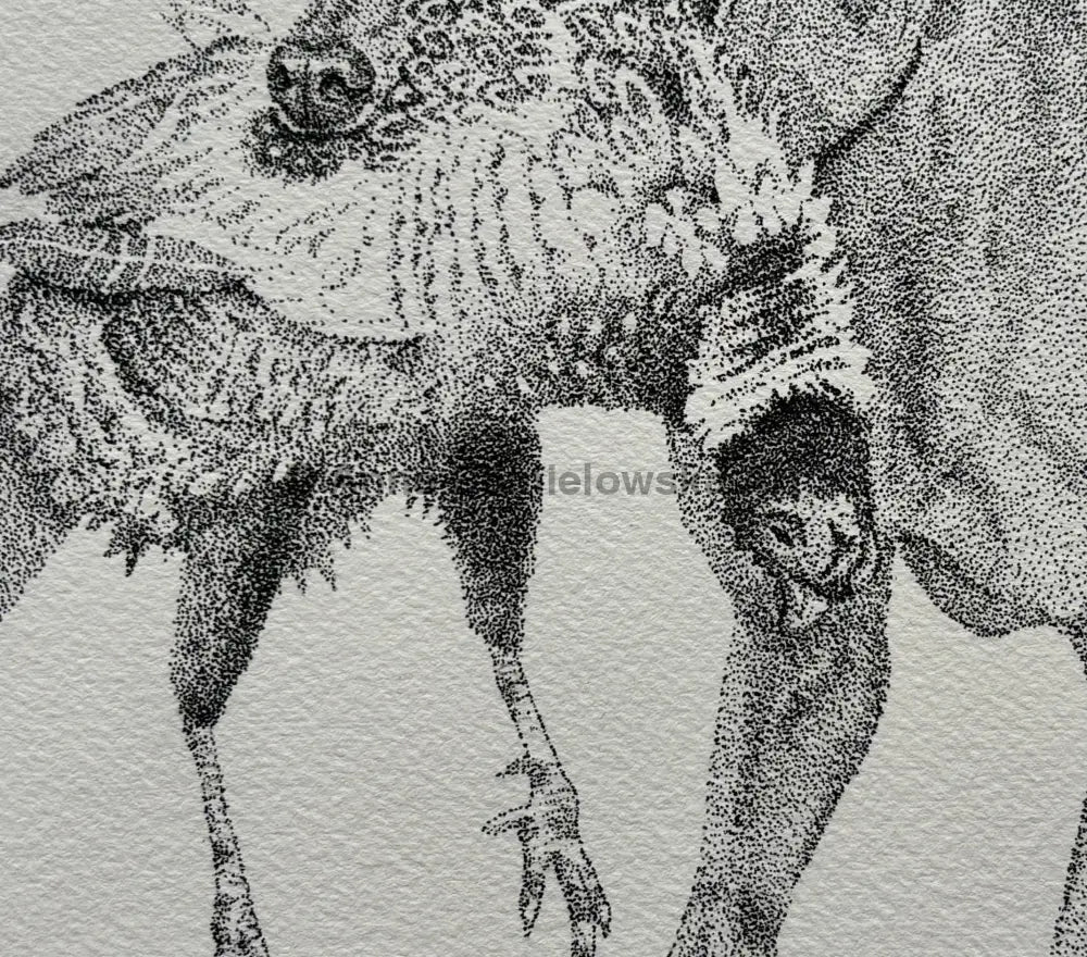 Gun dog on duty - stippling original artwork