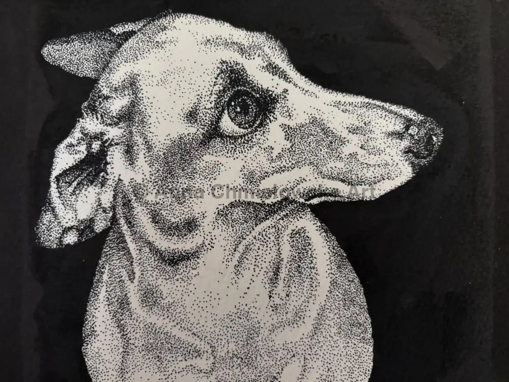 Are you going to give this nachos you’re holding? - original stippling artwork