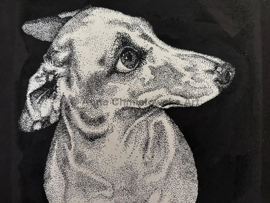 Are you going to give this nachos you’re holding? - original stippling artwork