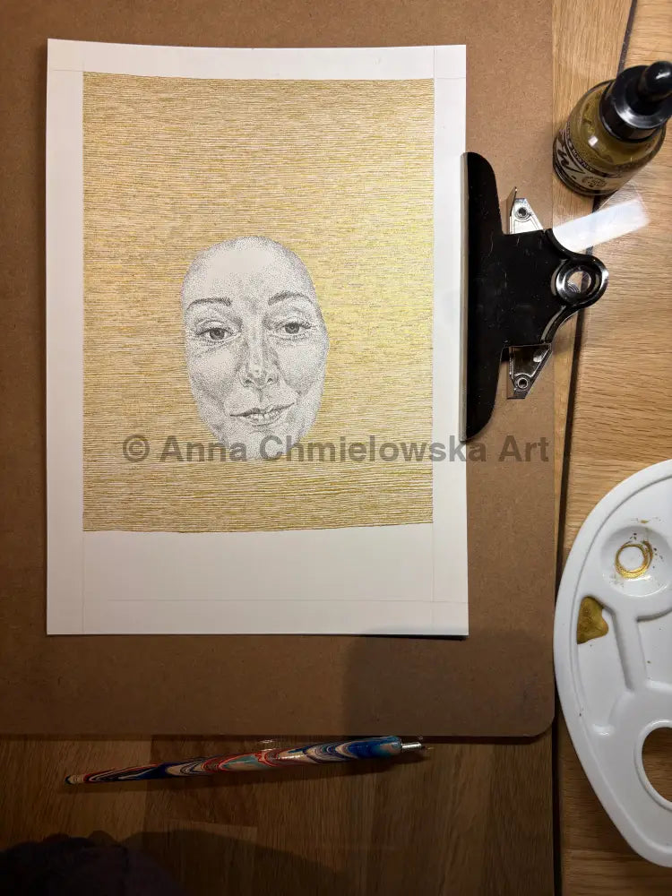 Float on surface #3 - original stippled artwork