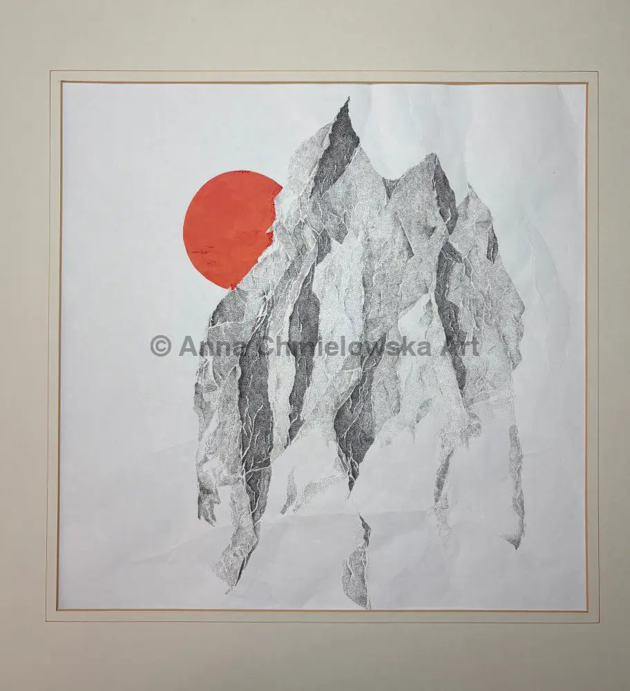 Flying mountain - original artwork FRAMED