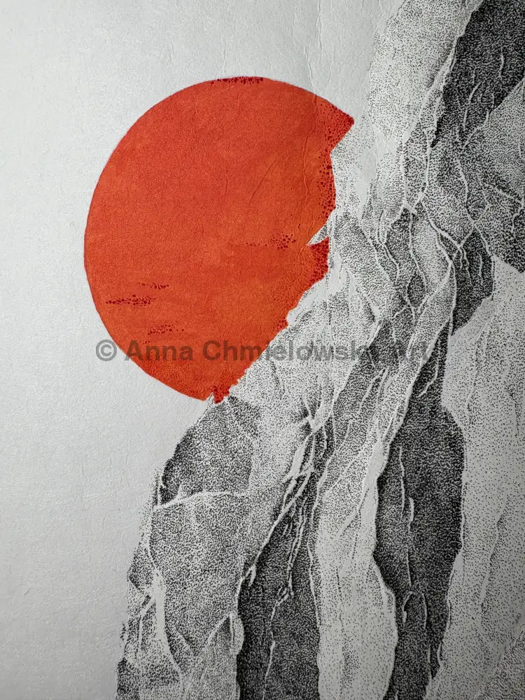 Flying mountain - original artwork FRAMED