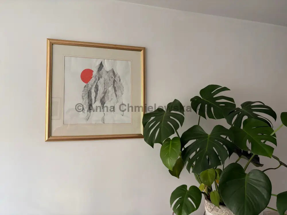 Flying mountain - original artwork FRAMED