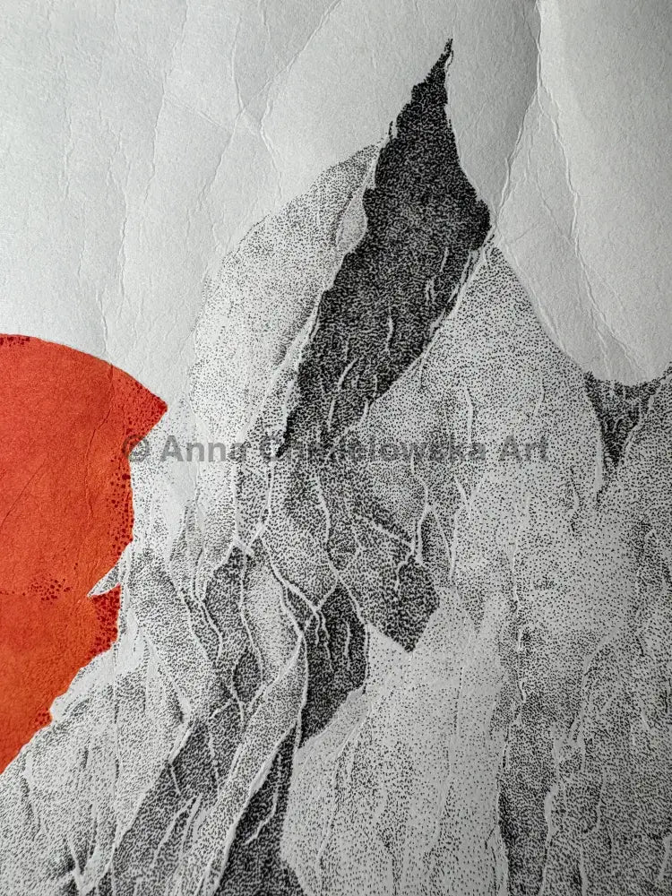 Flying mountain - original artwork FRAMED