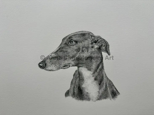 Greyhound portrait #1 - Stippling original artwork