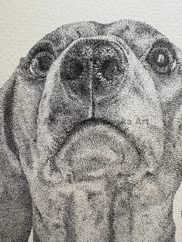 Old fella - dotted (stippled) dachshund original artwork