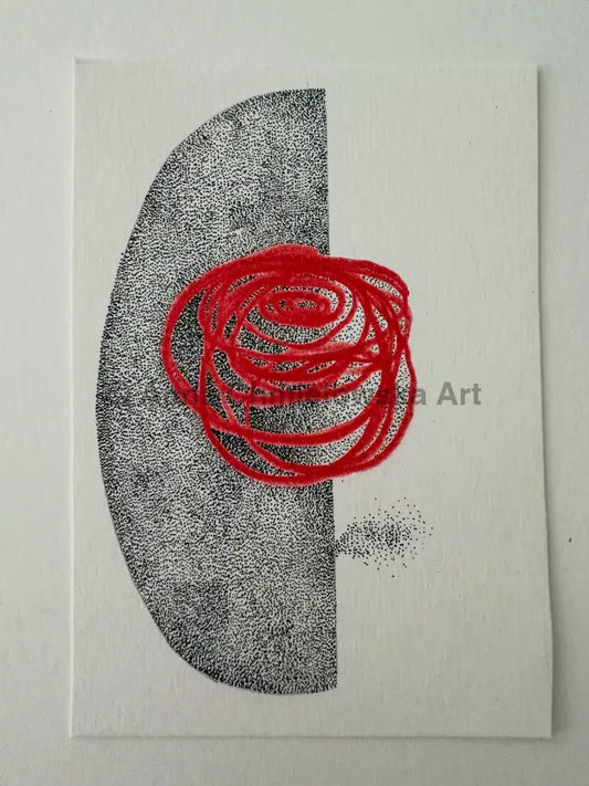 Rose in broken vase - original artwork in dotting (stippling) method SOLD