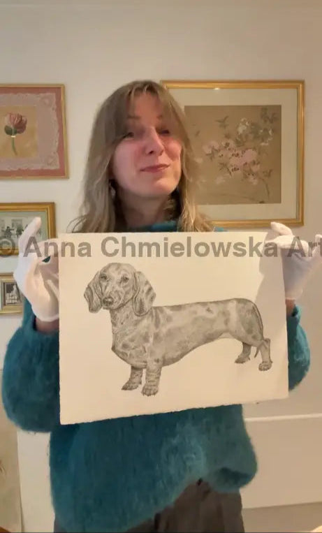 Royal dachshund - original stippling artwork