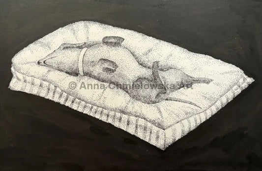 Sleeping queen - original stippling artwork